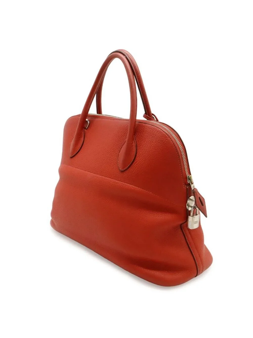 Hermes Bolide 35 Tote Taurillon Clemence Leather Red Silver